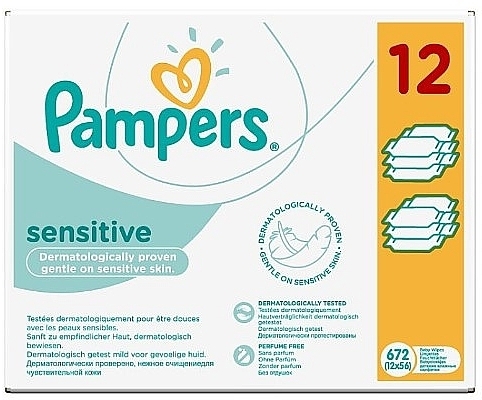 pampers sensitive chusteczki 6x56