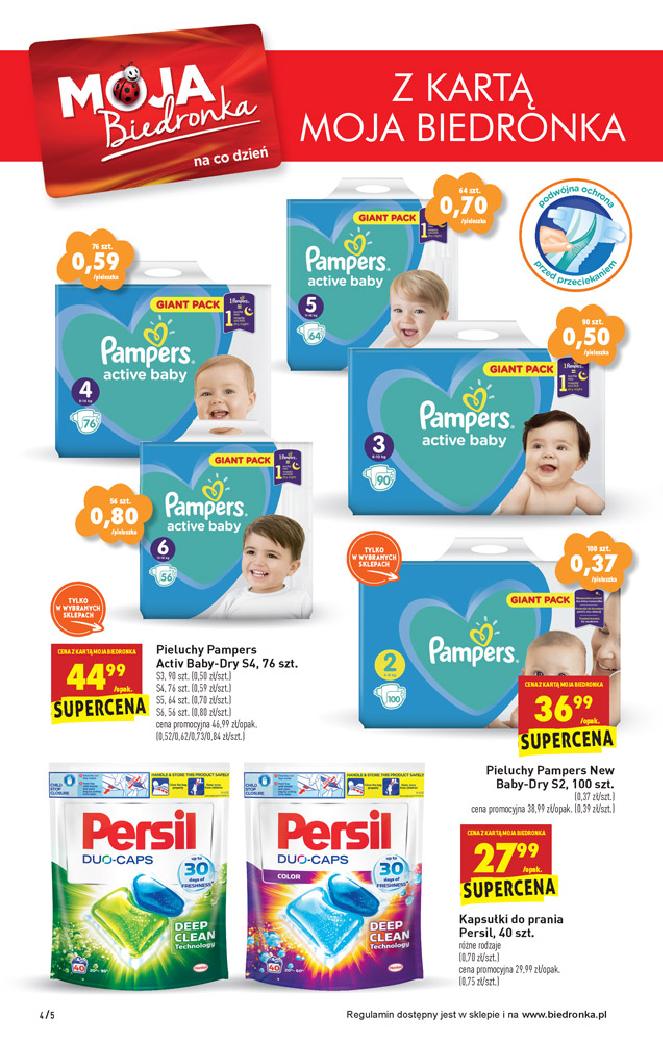 pieluchomajtki baby dry pampers 4 promocja